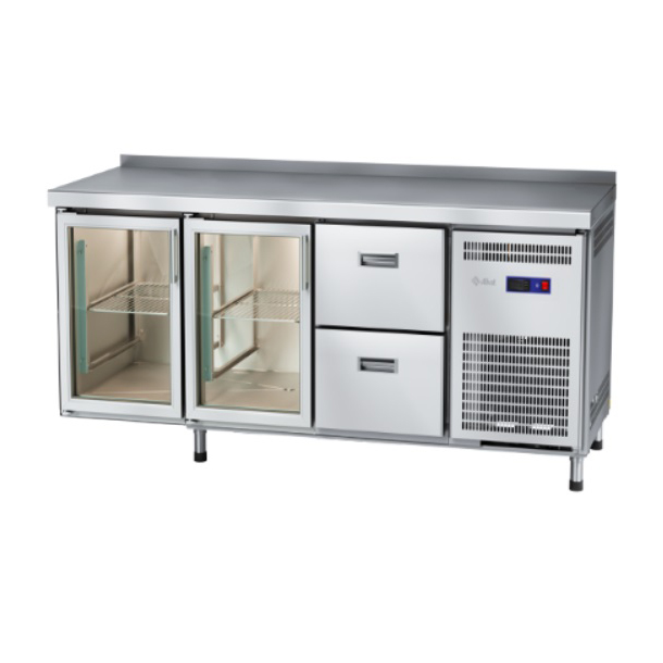 картинка Стол холодильный Abat СХС-60-02 (2 двери-стекло, ящики 1/2)