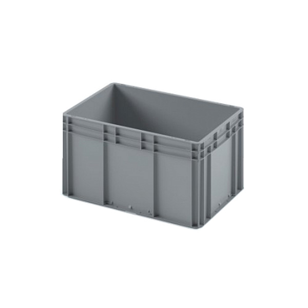 картинка Пластиковый ящик Plast 600x400x320 (ЕС-6432) серый с гладким дном