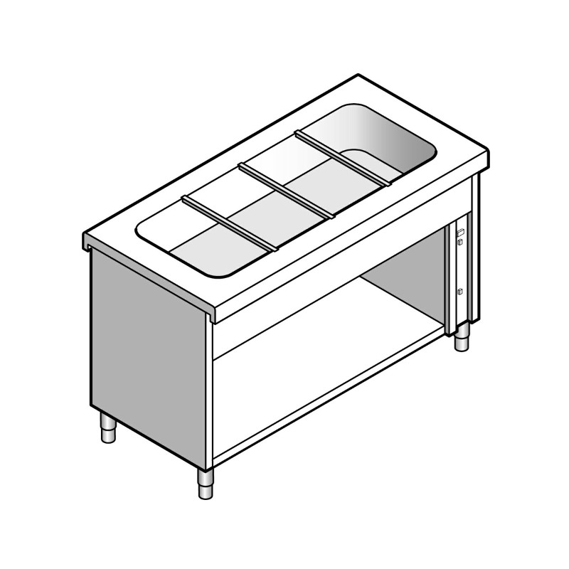 картинка Прилавок-мармит для 1 и 2 блюд EMAINOX 8EGB22 8045012 на открытом шкафу