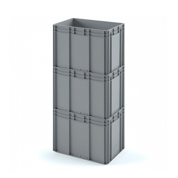 картинка Пластиковый ящик Plast 400x300x220 (ЕС-4322) серый с усиленным дном