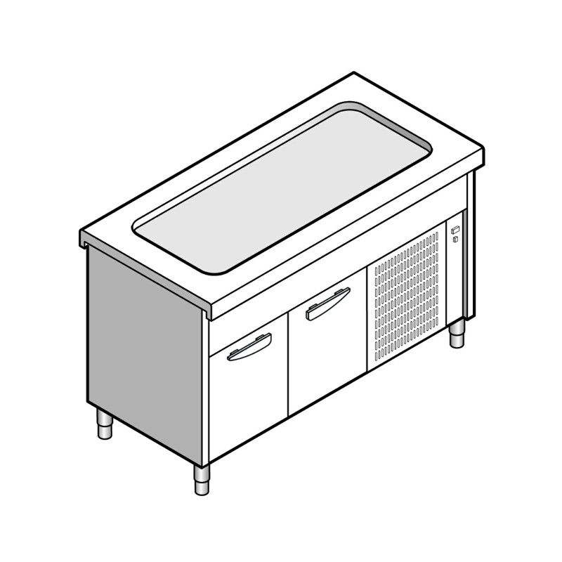 Прилавок EMAINOX 8HCEVPR15 8045034HC с холодильной столешницей на холодильном шкафу 