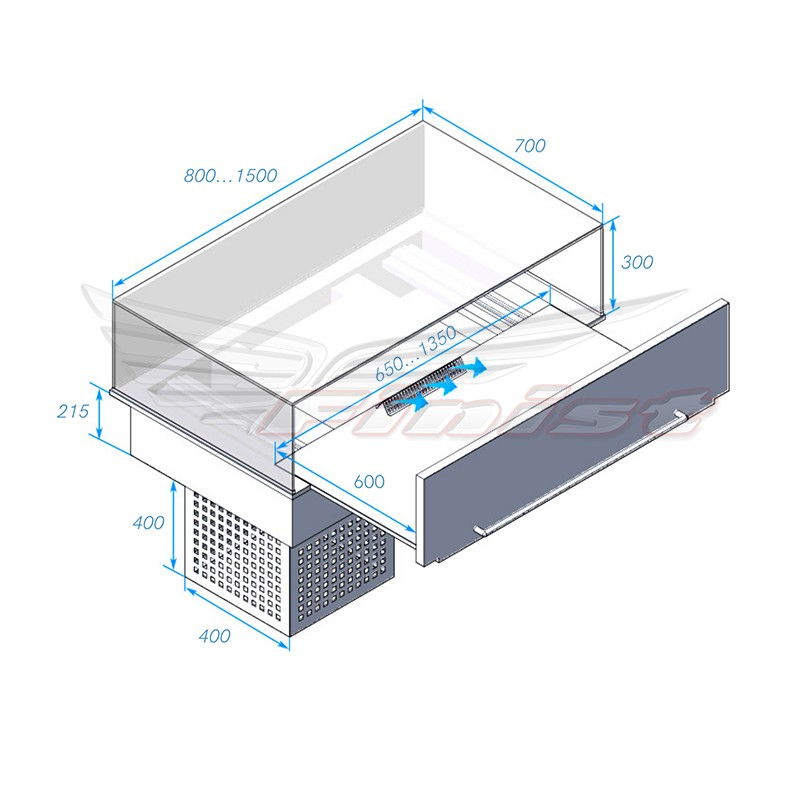 Встраиваемая горизонтальная кондитерская холодильная витрина FINIST GLASSIER SLIDE GS-12/65/3