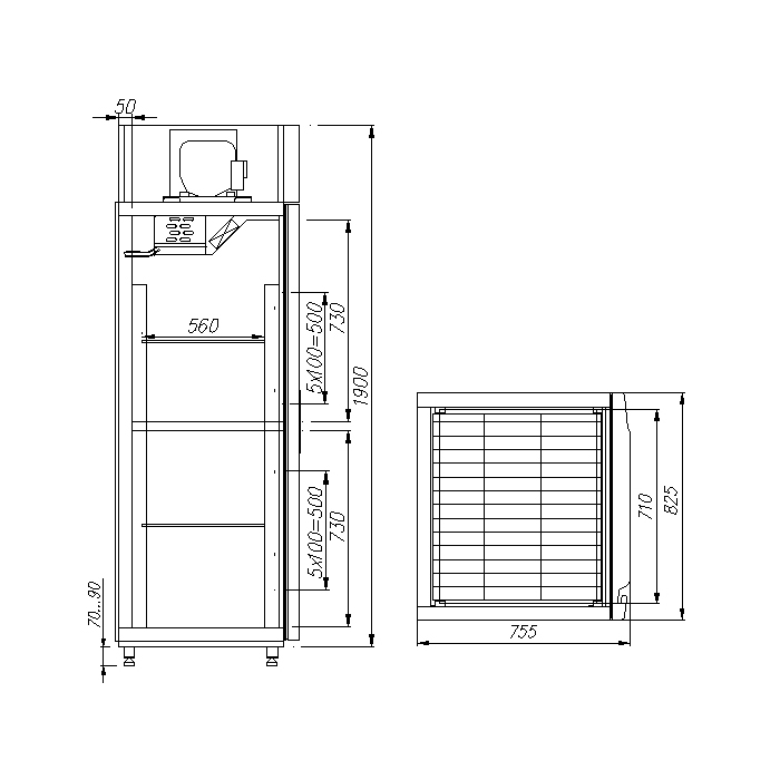 Шкаф холодильный Carboma RF700 INOX универсальный
