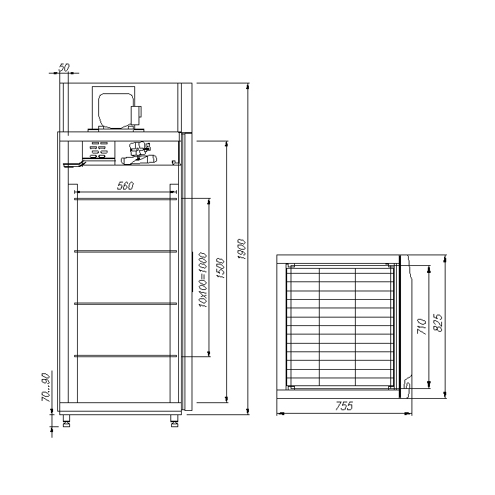 Шкаф холодильный Carboma V700 INOX универсальный