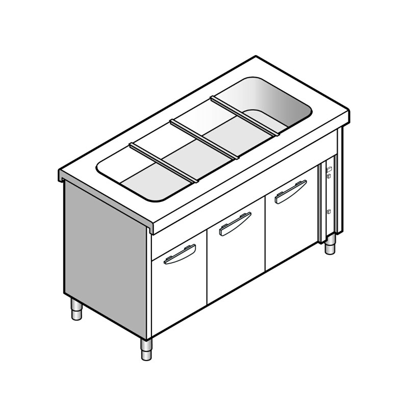 картинка Прилавок-мармит для 1 и 2 блюд EMAINOX 8EAB11 8045014 с нейтральным шкафом