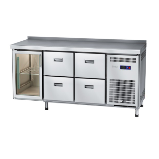картинка Стол холодильный Abat СХН-60-02 (дверь-стекло, ящики 1/2, ящики 1/2)