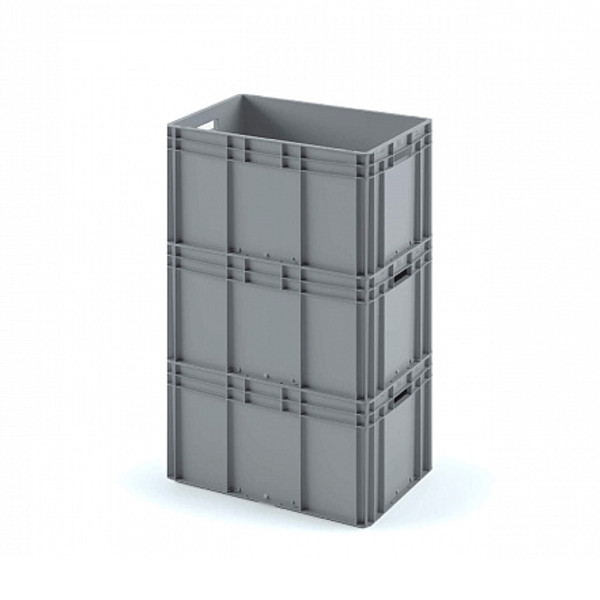 картинка Пластиковый ящик Plast 600x400x320 (ЕС-6432) серый с усиленным дном