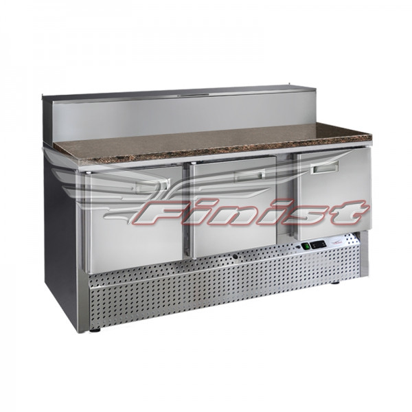 Холодильный стол для пиццы FINIST СХСнпцг-800-3, гранит, нижний агрегат 1485x800x1060